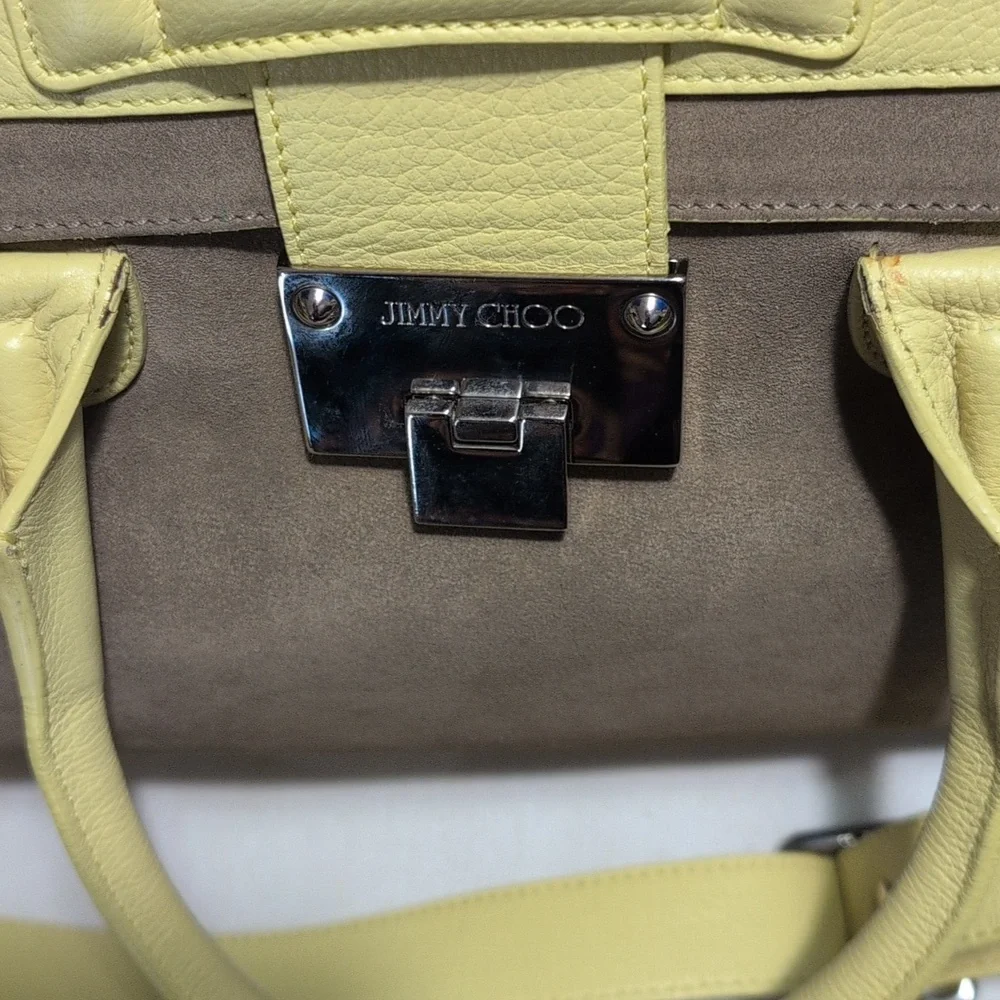 Jimmy Choo Rosalie Color Block  Yellow and Taupe 2 Way Satchel - RARE🔥🔥